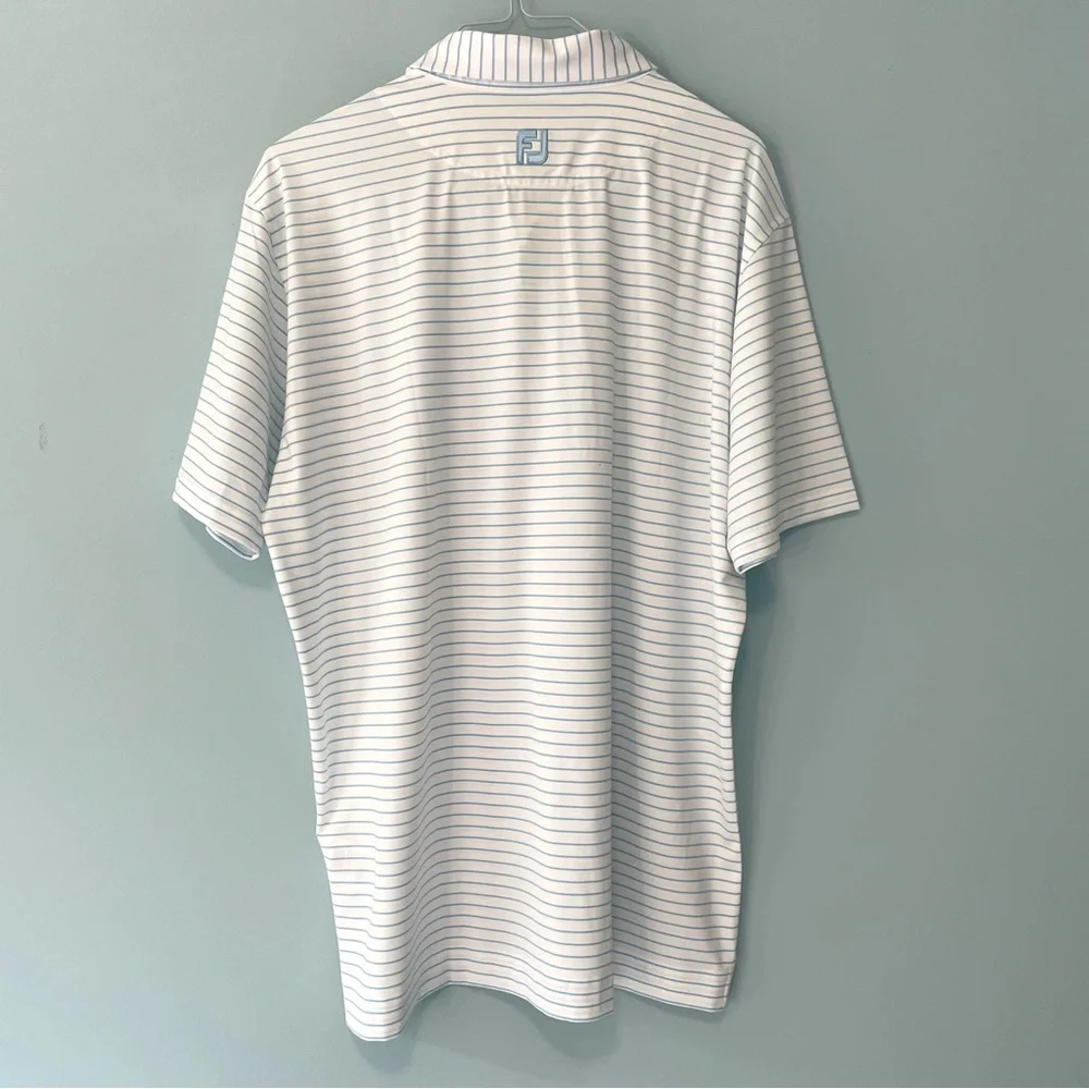 FOOTJOY ProDry Performance Classic Stripe Athletic Fit Polo White Blue 26236 - Picture 4 of 7